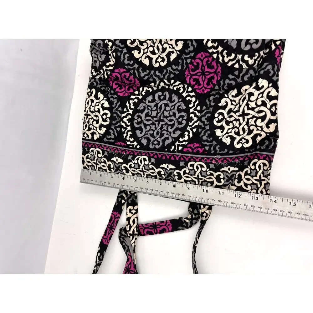 Vera Bradley Canterberry Magenta 2013‎ Tote Quilted Bag Black White READ